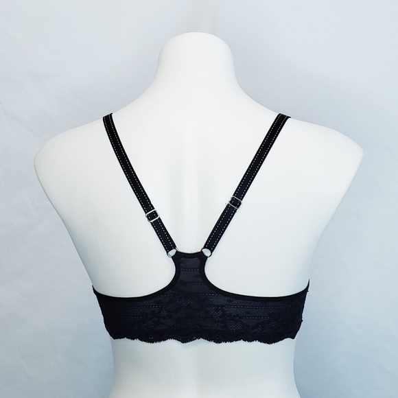 Chantelle Rive Gauche Spacer-Cup T-back Bra Black Lace 32C - Picture 7 of 11